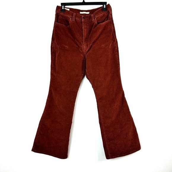 Levi's Flare Jeans Womens 29 Corduroy Pants Mahogany 70s High Rise Boho Western - Picture 1 of 14
